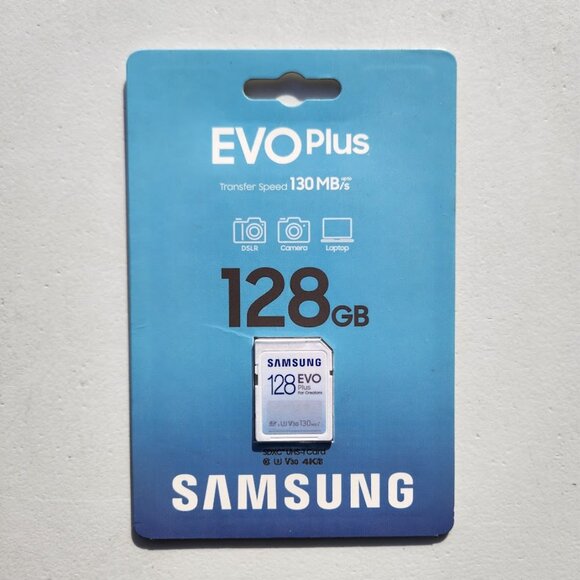 NEW Samsung Evo Plus 128 GM SD Card SDXC for DSLR Camera Laptop Accessories 130 - Picture 1 of 12